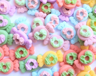 25/50 pièces bonbons sucrés, faux cabochons alimentaires, décodage, dos plat, kawaii, fournitures d'artisanat,