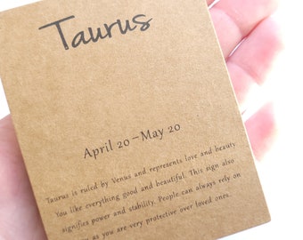 5/10 pcs TAURUS Zodiac Jewellery card for necklaces , bracelets etc