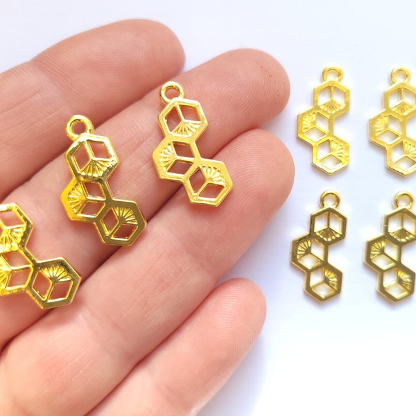 5/10/20pcs honeycomb charms , wish flower charms , open bezel charms , resin making craft supplies,
