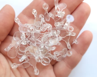 25/50 pieces - clear bail pads for cabochons - turn cabs to charms and pendants - supplies - jewellery making