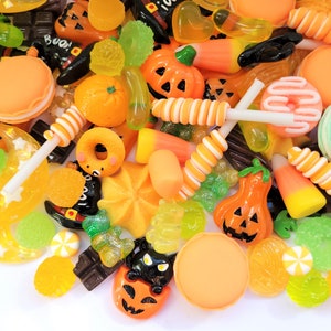 5/10/20/50pc halloween 'trick or treat' spooky candy cabochons , decoden craft supplies