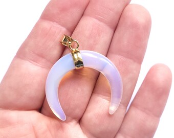 1/2pcs opalite horn crystal pendant, with gold bail, jewellery making pendant charm, craft supplies
