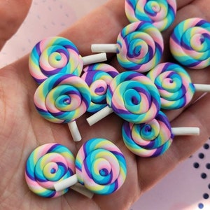 5/10/20/50 pcs fake candy cabochons , mini pastel lollipop cabochon , craft supplies,