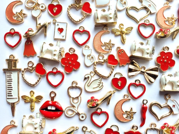カンカラチケット　チャーム 5/10/20/50/100pcs Red , White , Gold Charm Mix , Mix of