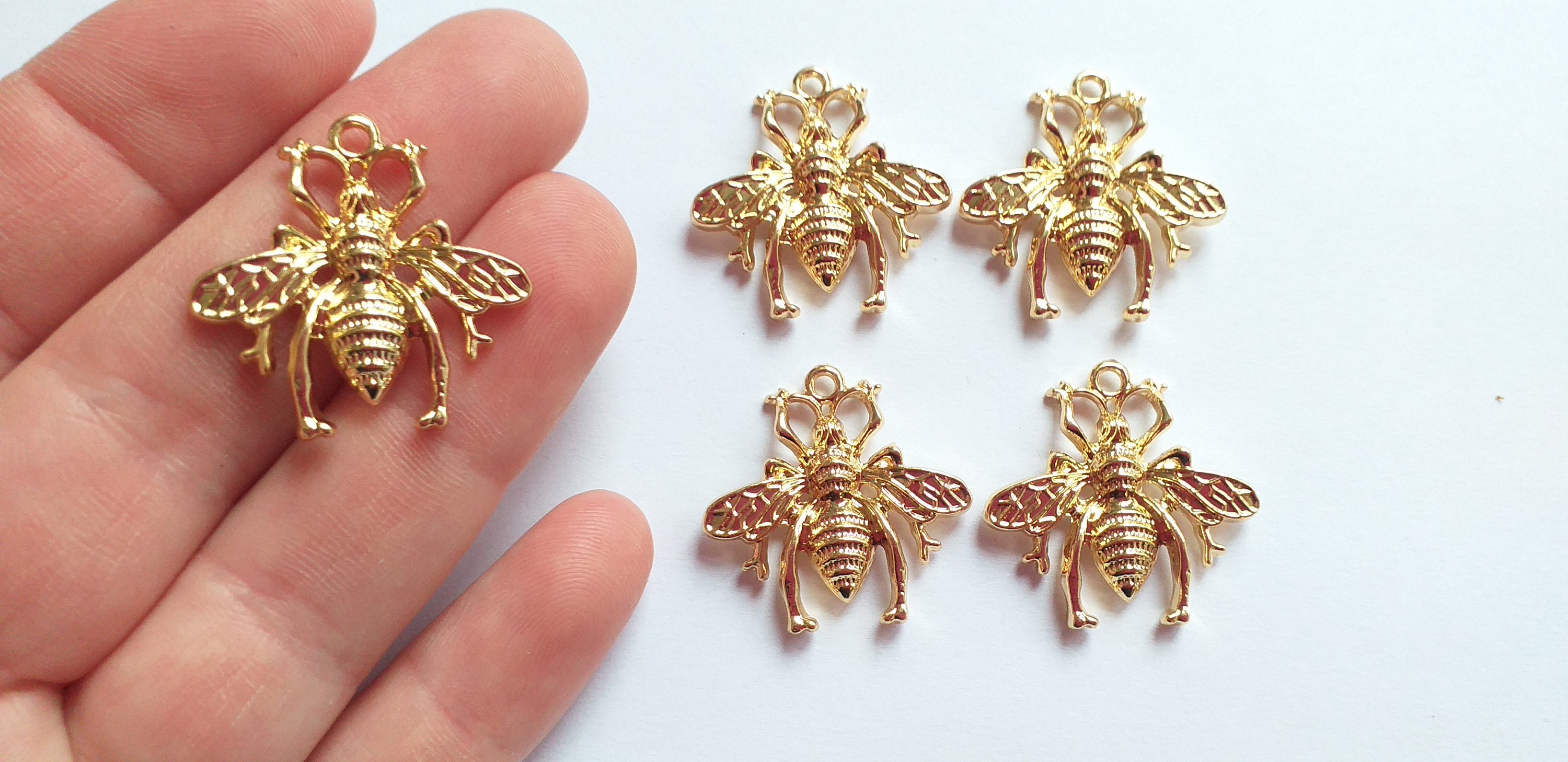 2/5/10pcs Gold Filled Bee Charms, 16k Gold Plated Charms, Craft Supplies 