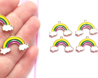 2/5/10pcs Kawaii vibrant rainbow enamel charm, craft supplies,