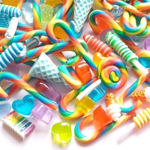 5/10/20pc Rainbow candy, fake candy cabochon pack