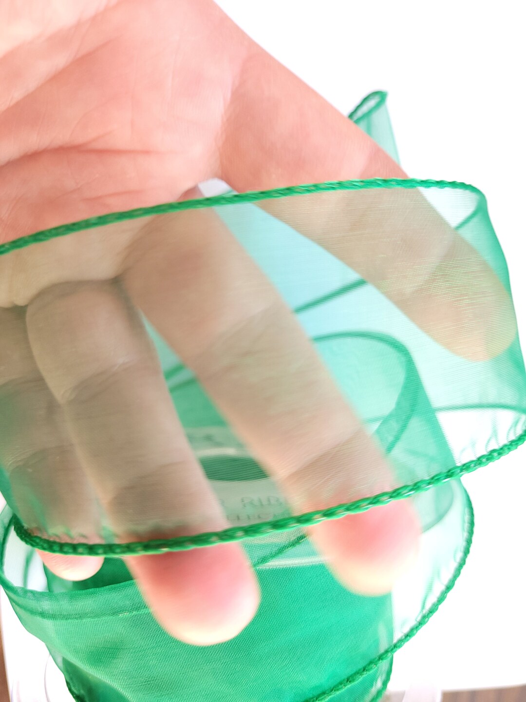 2.5'' EXTRA WIDE 63mm Wired Ribbon , Green Organza Christmas Ribbon ...
