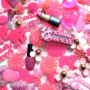 Glitter pink doll cabochons and charms , 5/10/20/50/100pcs decoden craft supplies clearance line,,, no beauty queen left,,,