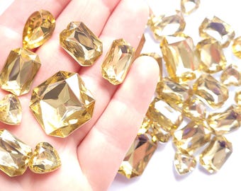 SOFT GOLD jewel cabochons mix faceted jewels 5/10/20pcs