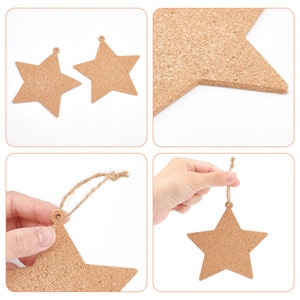 Cork hanging star decoration , star coaster with hole , craft supplies , christmas decorations