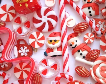Christmas Peppermint Candy and Cane Set, Charms and Pendants