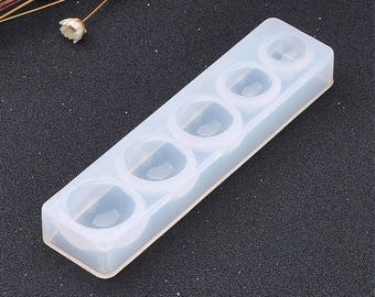 Hemisphere ball mold with 5 inset round molds, semi circle mold, deep insets for resin and more, decoden, jewellery making, silicone mold,