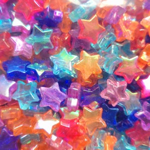 50/100/200 pcs star beads, vibrant AB rainbow beads, 10mm, acrylic beads,