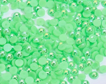 200/500pcs 4mm Lime green AB  Half Pearl cabochons,