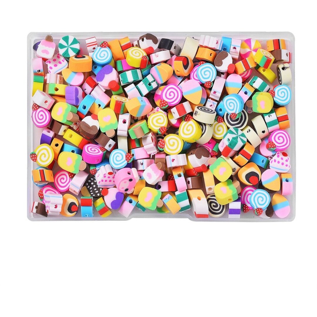 200pcs Clay Cake and Sweets Beads , Polymer Clay Beads, Kawaii Food
