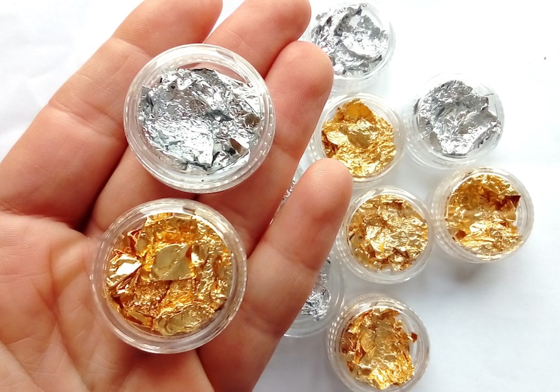 pot of gold leaf for uv epoxy resin and more mold etsy