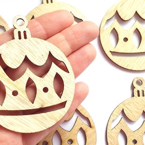 Wooden tree bauble decorations, with string, garland bunting kit, gift tags,