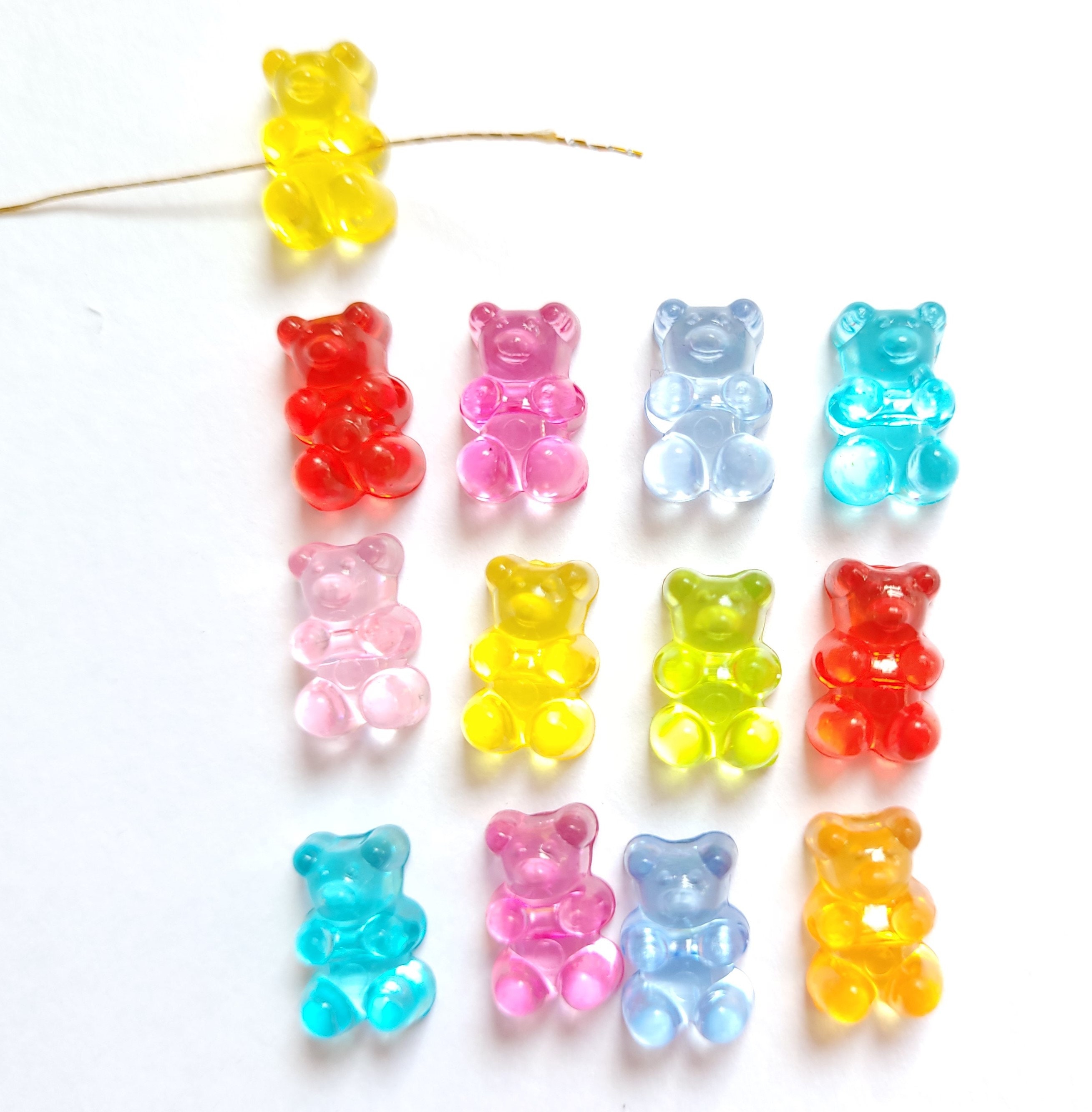 20pcs 21X11mm Candy Color Gummy Mini Bear Charms for Making Cute