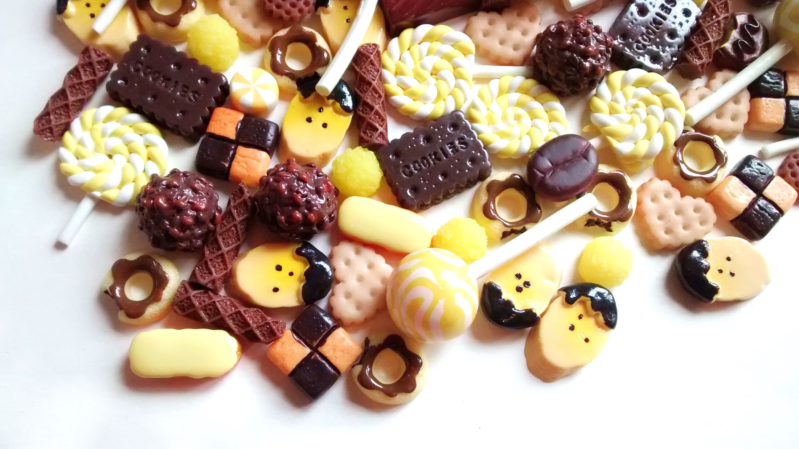 20pcs Large choco banana donut cake lollipop cabochons - NOT EDIBLE  - decoden - food cabs - supplies - crafts - scrapbooking - deco