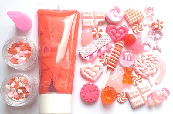 DECODEN Whip glue clay Fake candy cabochon set with free nozzle and SPRINKLES 4