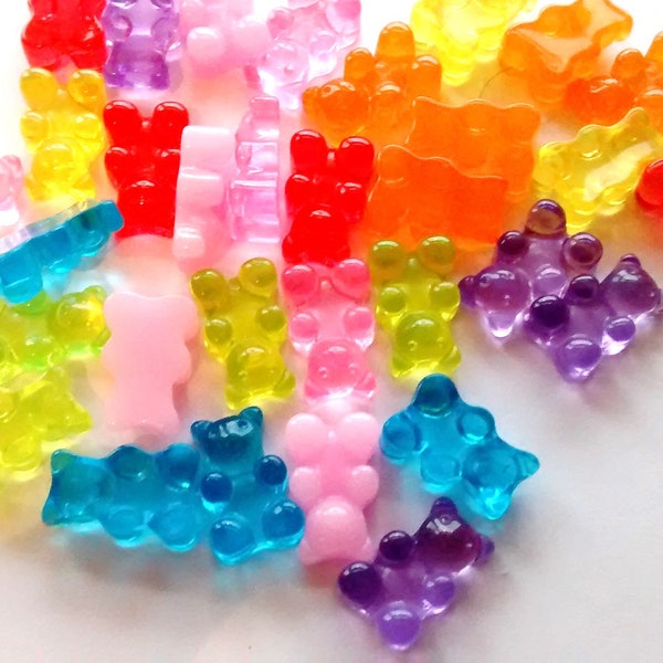 4/8 pieces super mini jelly gummy bear cabochons ,  craft supplies, decoden crafts,