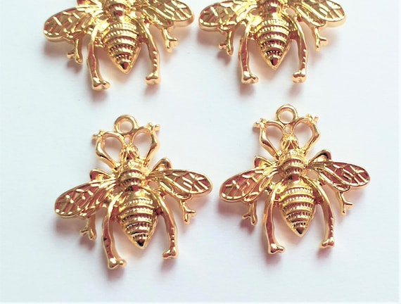 2/5/10pcs Gold Filled Bee Charms, 16k Gold Plated Charms, Craft Supplies 