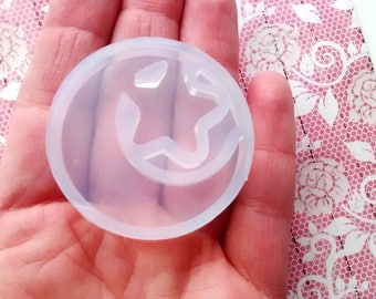 1pc mold moon and star round mold, cresent moon mould, star mold for resin and more, mold creation, decoden, jewellery making, silicone mold