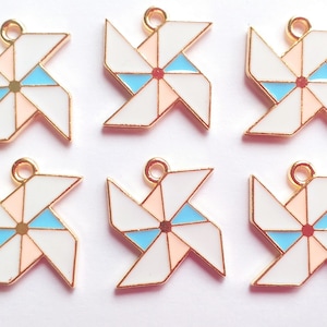 Pink pinwheel spinner charms, gold charm, planner charm, kawaii craft supplies