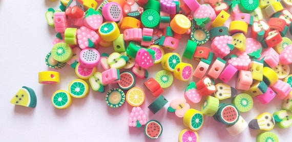 10/20/50/100pcs Polymer Fruit Beads, Kawaii Fruit Charms Style 1 