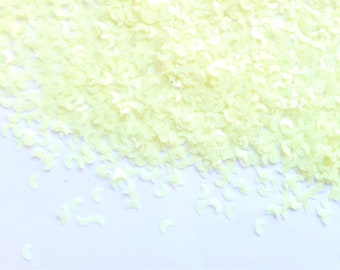 Glow in the dark moon glitter , sequins , resin moon , craft supplies