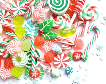 1000pieces Christmas peppermint candy and cane set, decoden kawaii craft supplies,