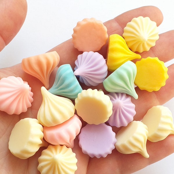 5/10 pièces cabochons de bonbons de meringue de couleur mélangée, fournitures de maison de poupées