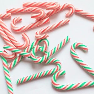 2/4/6/10pcs Large Christmas candy cane, polymer clay candy canes, MIXED COLOUR