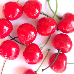5/10 piezas de cabujones de cereza grandes, linda fruta falsa Kawaii, cereza 3D, artesanías decodificadas con crema batida