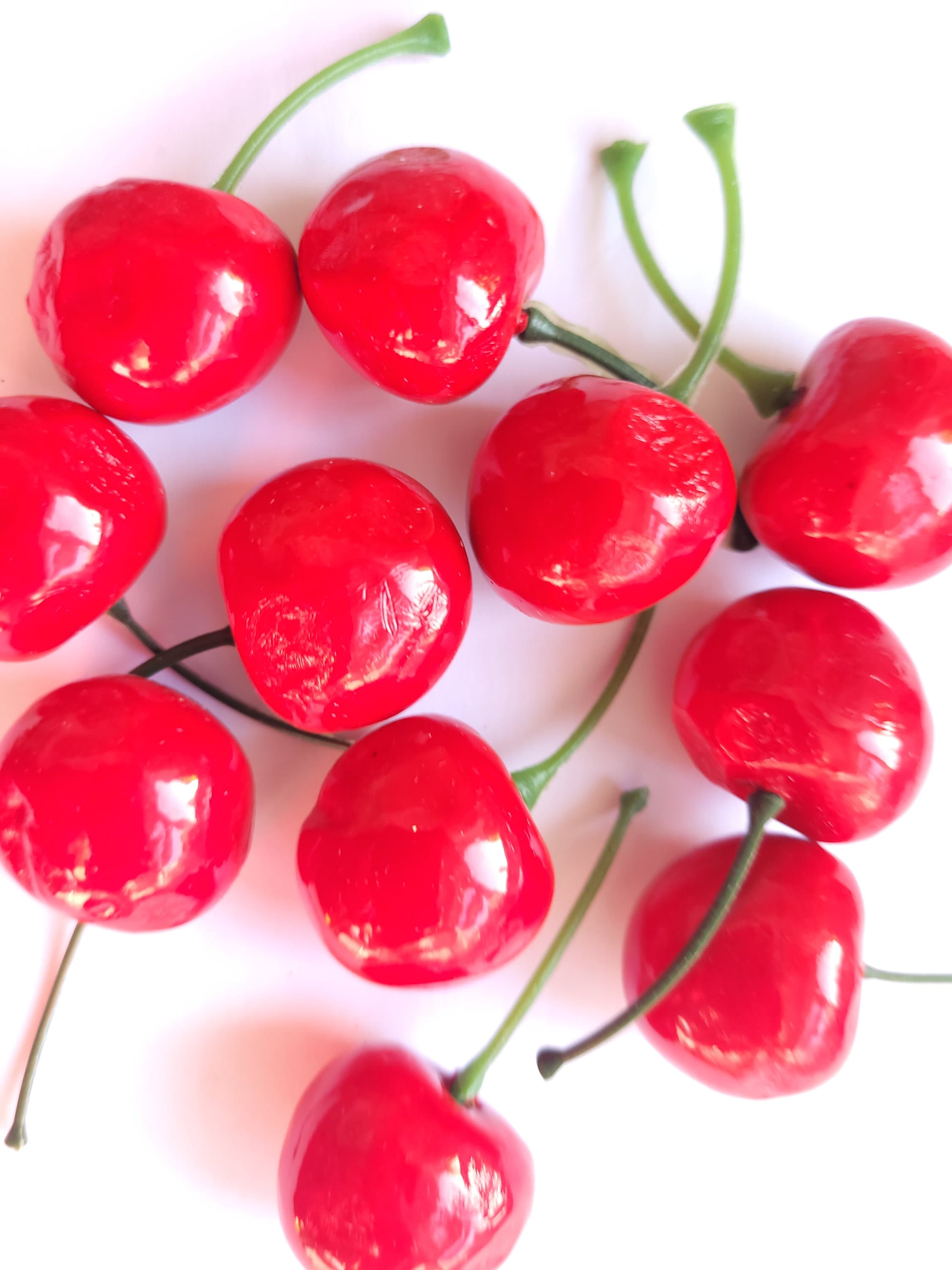 小物 cherry 5/10pcs Large Cherry Cabochons, Kawaii Cute Fake Fruit, 3D Cherry