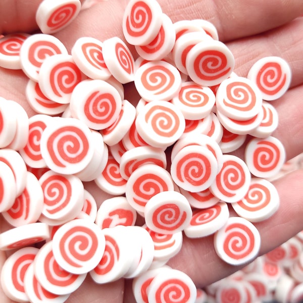 20/50/100pcs 11mm Menthe swirl polymère cabochons, faux bonbons charmes, fournitures d'artisanat