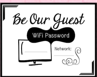 WiFi-wachtwoord afdrukken / digitale logeerkamer, kantoor, lobbybord / woondecoratie afdrukbaar / 5 x 7 / 8 x 10