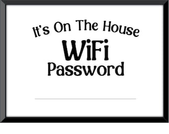 Wifi-wachtwoordprint, wifi digitaal afdrukbaar, logeerkamer, lobby, zakelijk, grappig bord voor woondecoratie, aanpasbaar
