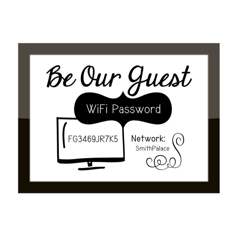 Funny Wi Fi Network Password Sign Guest Room Decor Custom Home Print Wall