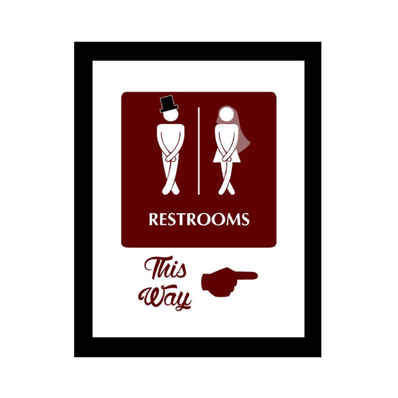 Funny Directional Bathroom Sign / Wedding Event Decor Print / - Etsy