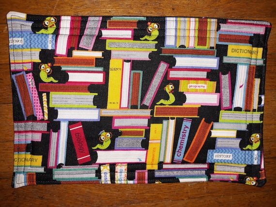 Bookworm Mug Rug Books Snack Mat Library Reading | Etsy