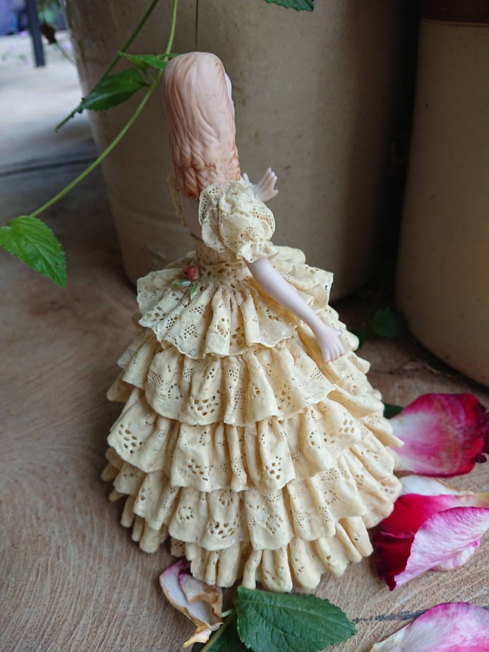 PORCELAIN LACE FIGURINE in style of Dressden Lace figurines. Etsy