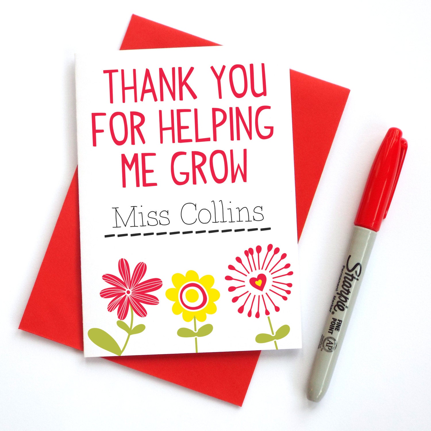 Thank You Teacher Appreciation Card | Etsy