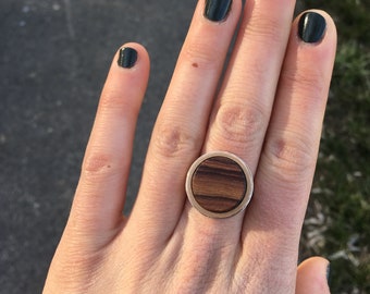 Wooden Sterling Silver and Bronze Ring