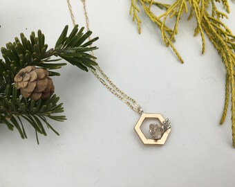 Hexagon Framed Plant Necklace