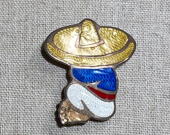 Enamel on Sterling Made in Mexico Brooch