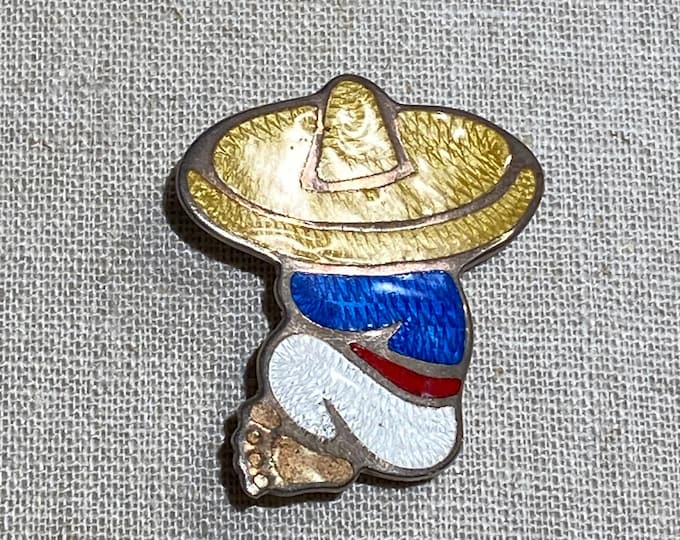 Enamel on Sterling Made in Mexico Brooch