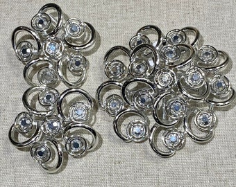 Large Signed Sarah Coventry Rhinestone Brooch and Clip Ons Set