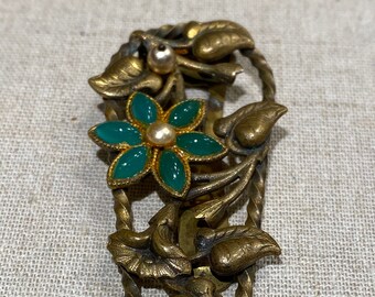 Vintage 1940s Era Dress Clip Brooch with Flower